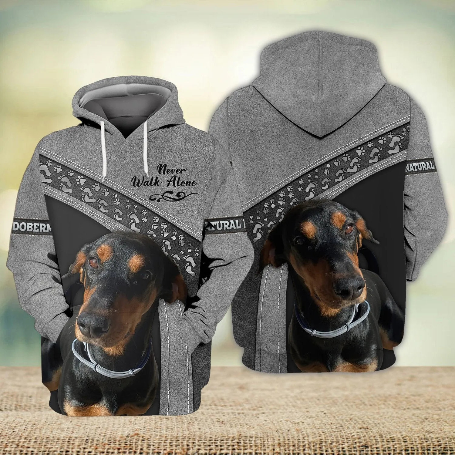 Natural Doberman Never Walk Alone 3D Full Print Shirts, Shirt For Dog Lovers, Dog Memorial Gifts for loss of Dog