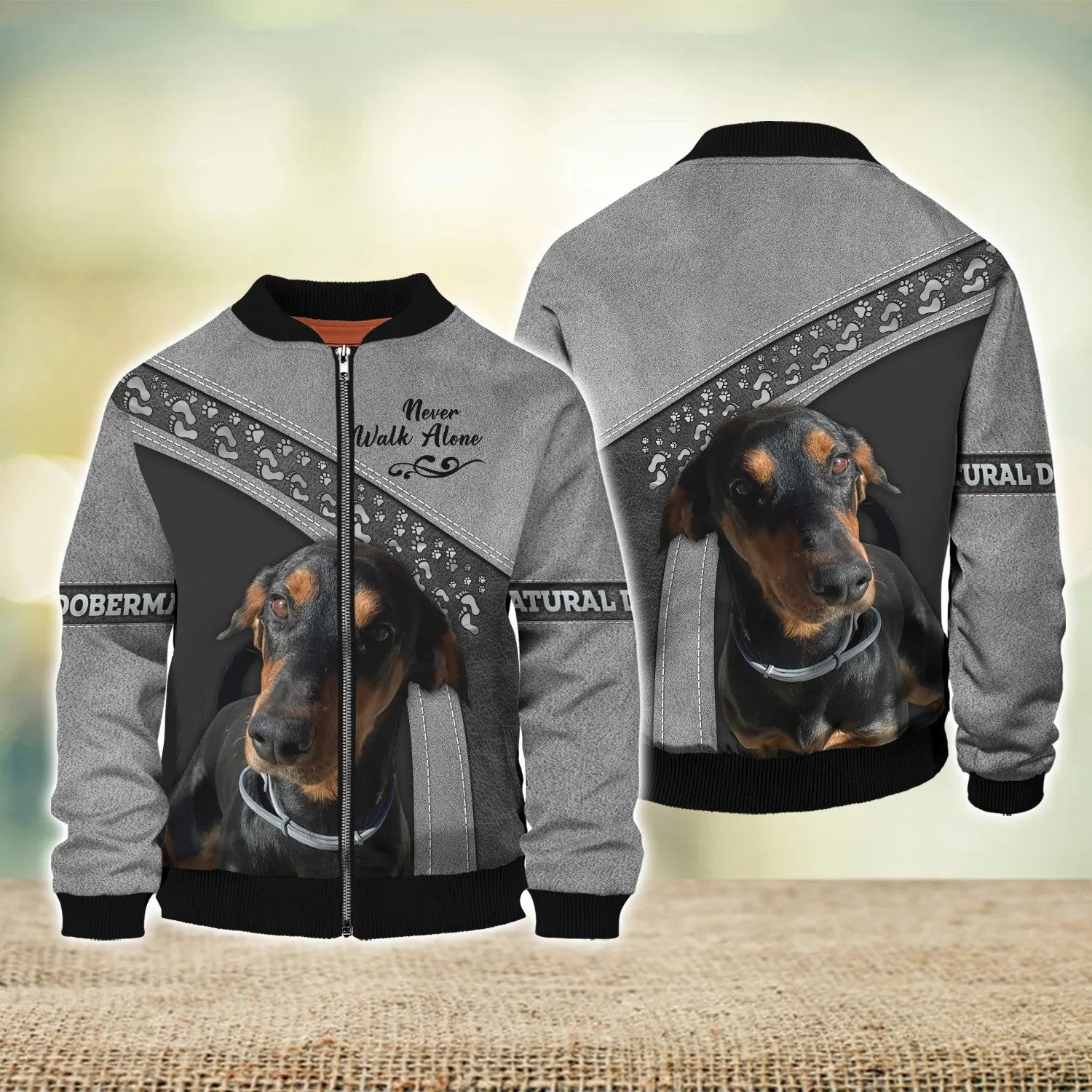 Natural Doberman Never Walk Alone 3D Full Print Shirts, Shirt For Dog Lovers, Dog Memorial Gifts for loss of Dog