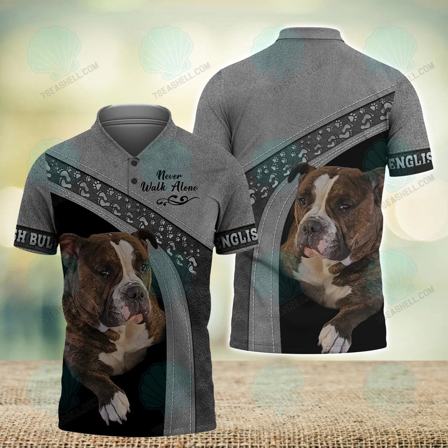 Old English Bulldog Never Walk Alone 3D Full Print Shirts, Christmas Dog Memorial Gifts for loss of Dog