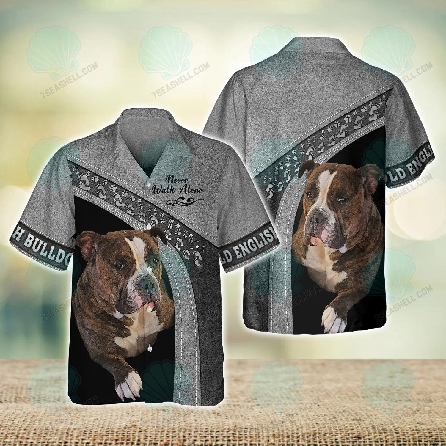 Old English Bulldog Never Walk Alone 3D Full Print Shirts, Christmas Dog Memorial Gifts for loss of Dog