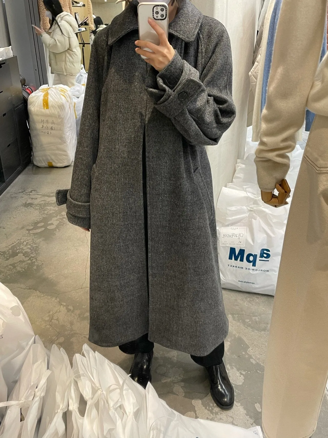 ONE BUTTON WOOL MAXI COAT