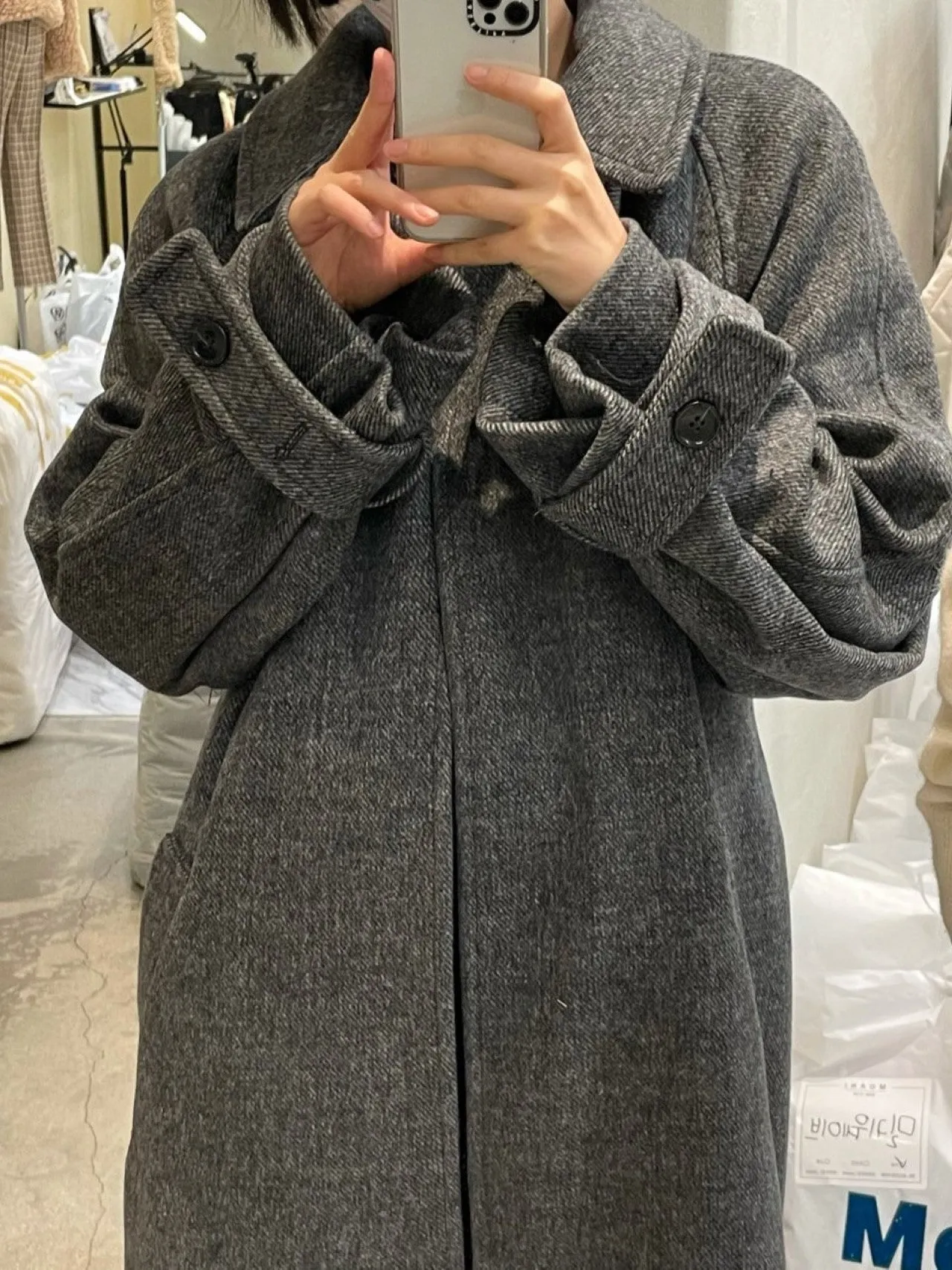 ONE BUTTON WOOL MAXI COAT