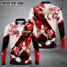 Paint Slash Flame Bowling And Pins Multicolor Option Customized Name Long Sleeve 3D Shirt, Gift for Bowling Lovers