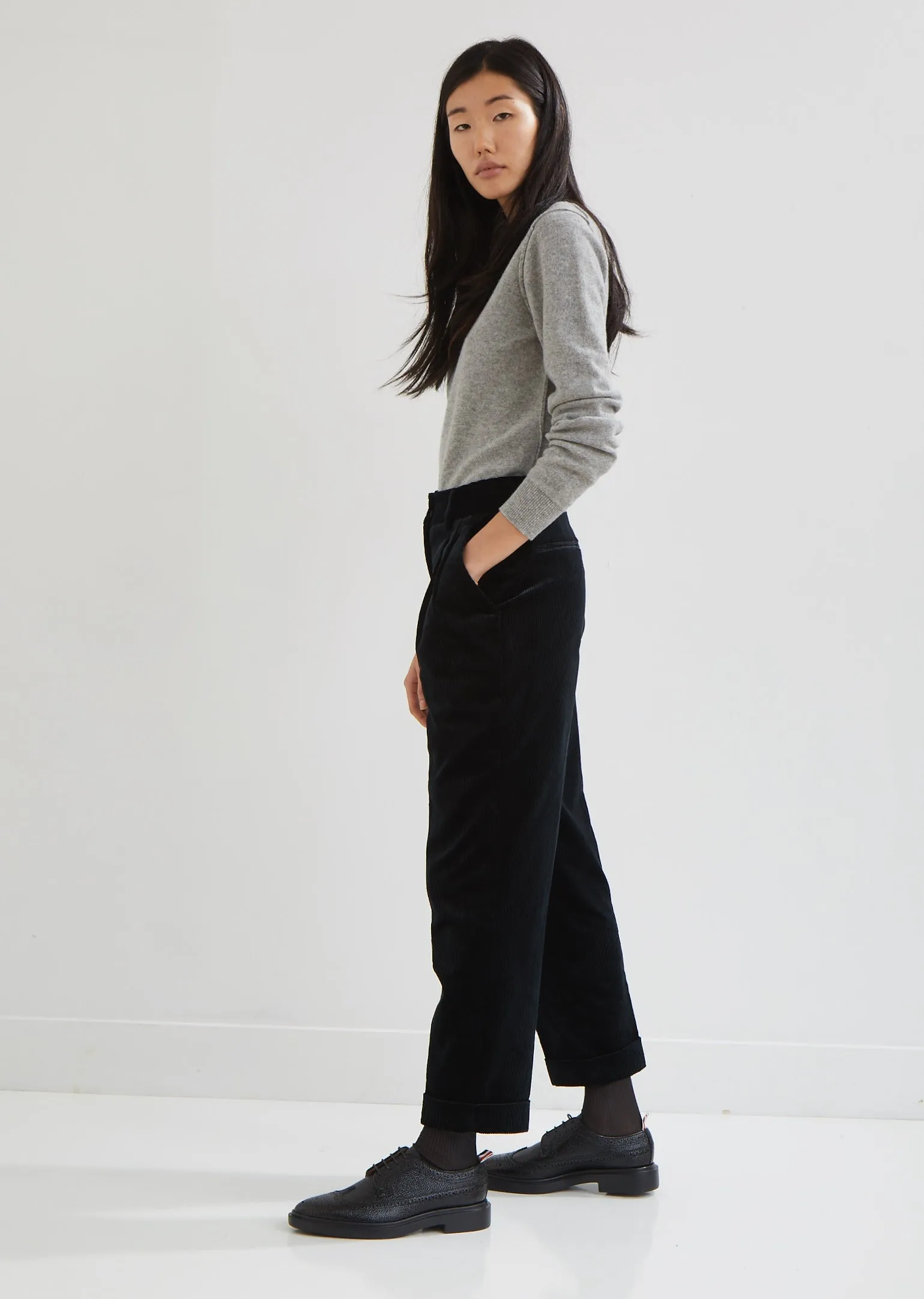 Pleat Pocket Corduroy Trousers