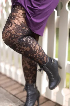 Plus Size Floral Lace Fishnet Tights