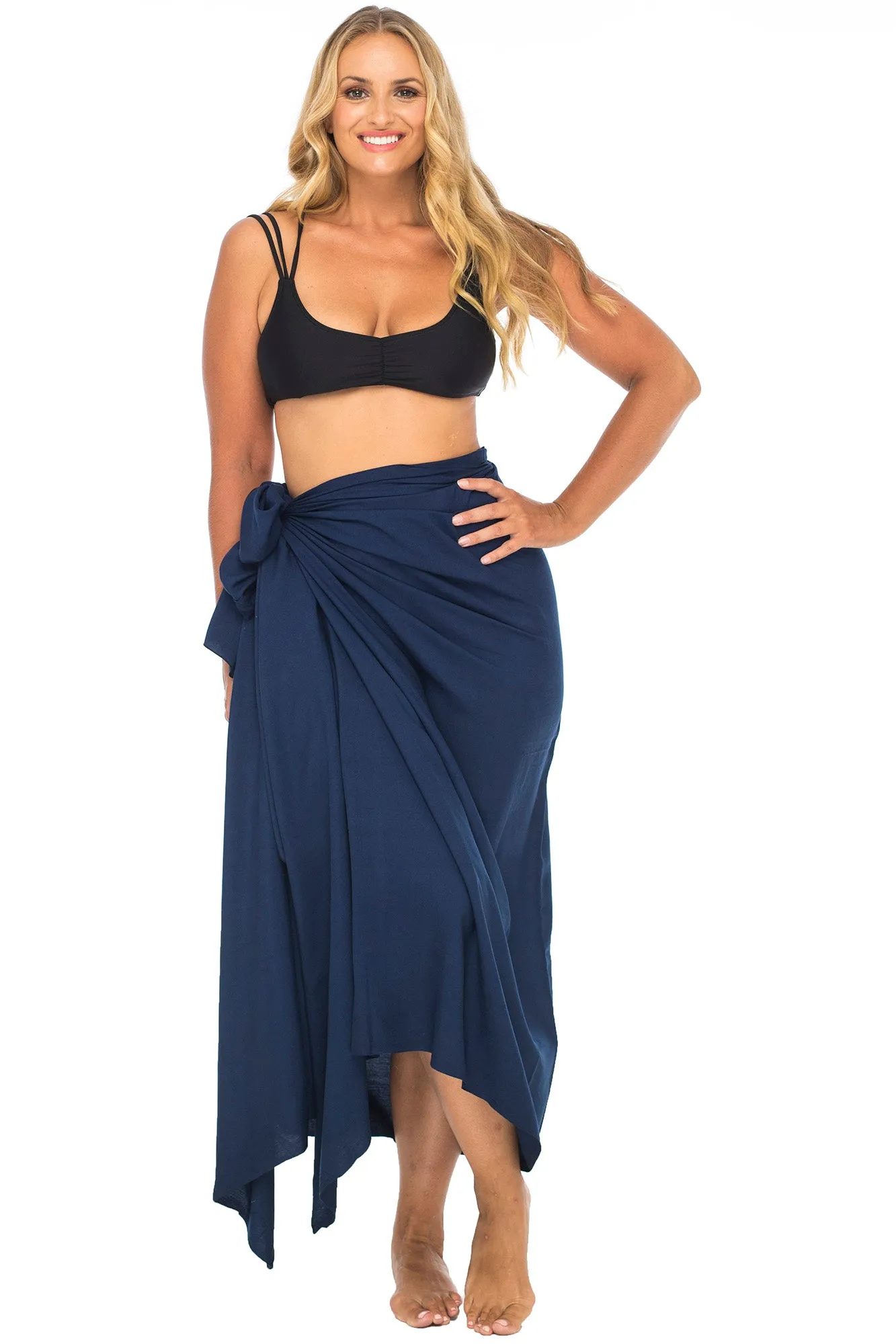 Plus Size Solid Sarong Wrap & Coconut Clip