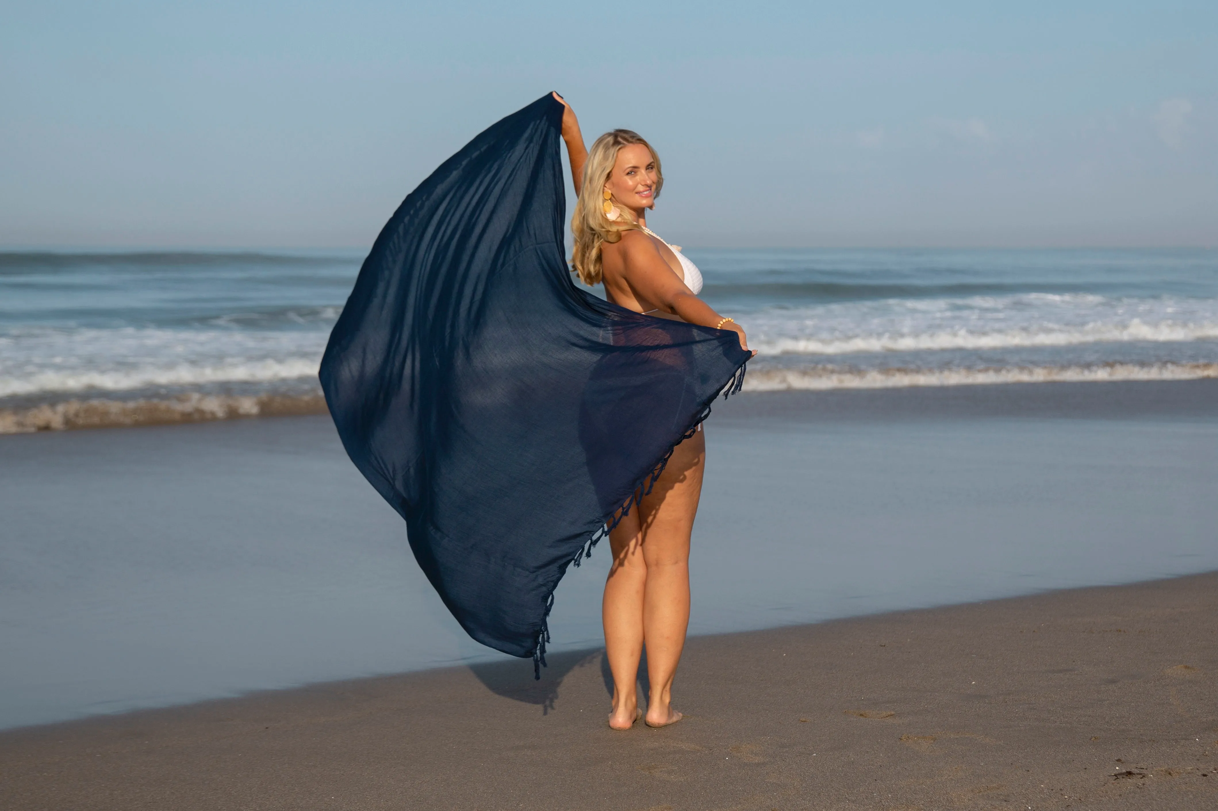 Plus Size Solid Sarong Wrap & Coconut Clip