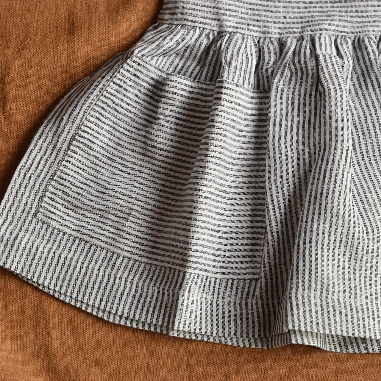 Pocket Dress - 100% Linen - Stripe Classic (6-18m) *Last One!