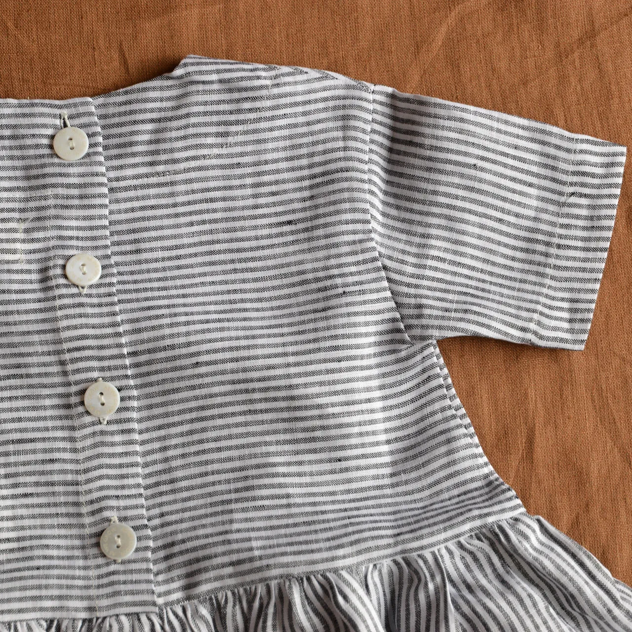 Pocket Dress - 100% Linen - Stripe Classic (6-18m) *Last One!