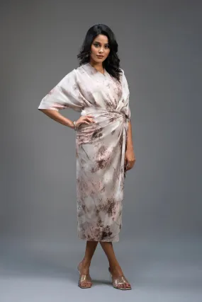 Premium Silk Printed Wrap Dress