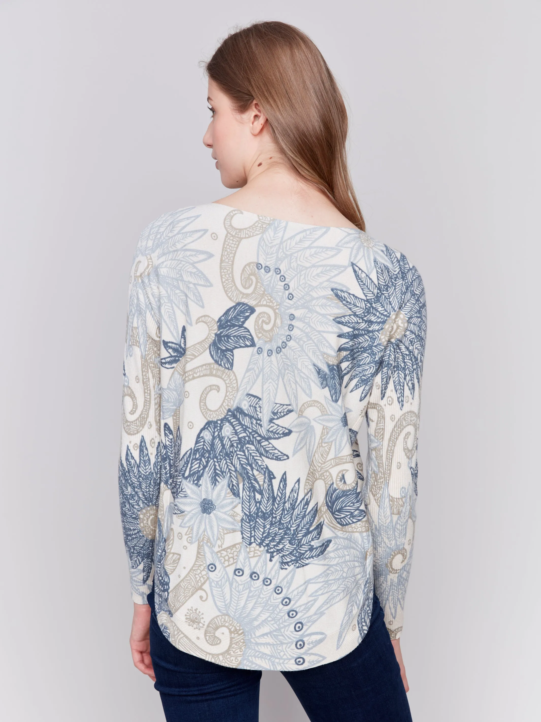 Printed Plush Knit Sweater