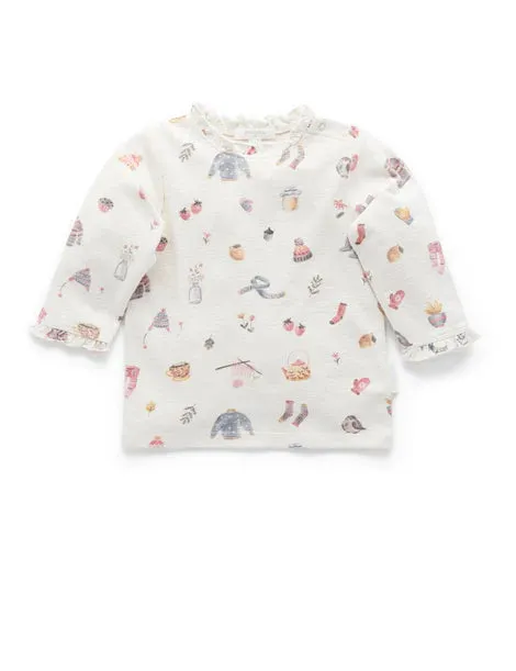 Purebaby Thicker Layering Top - Cosy Things Print