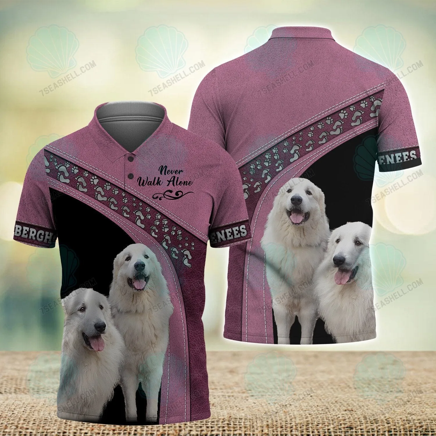 Pyrenees Berghond Love Never Walk Alone 3D Full Print Shirts, Christmas Dog Memorial Gifts for loss of Dog