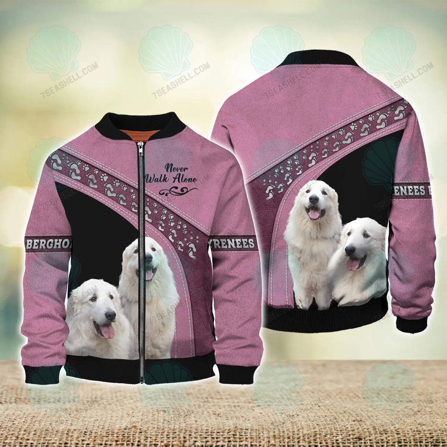 Pyrenees Berghond Love Never Walk Alone 3D Full Print Shirts, Christmas Dog Memorial Gifts for loss of Dog