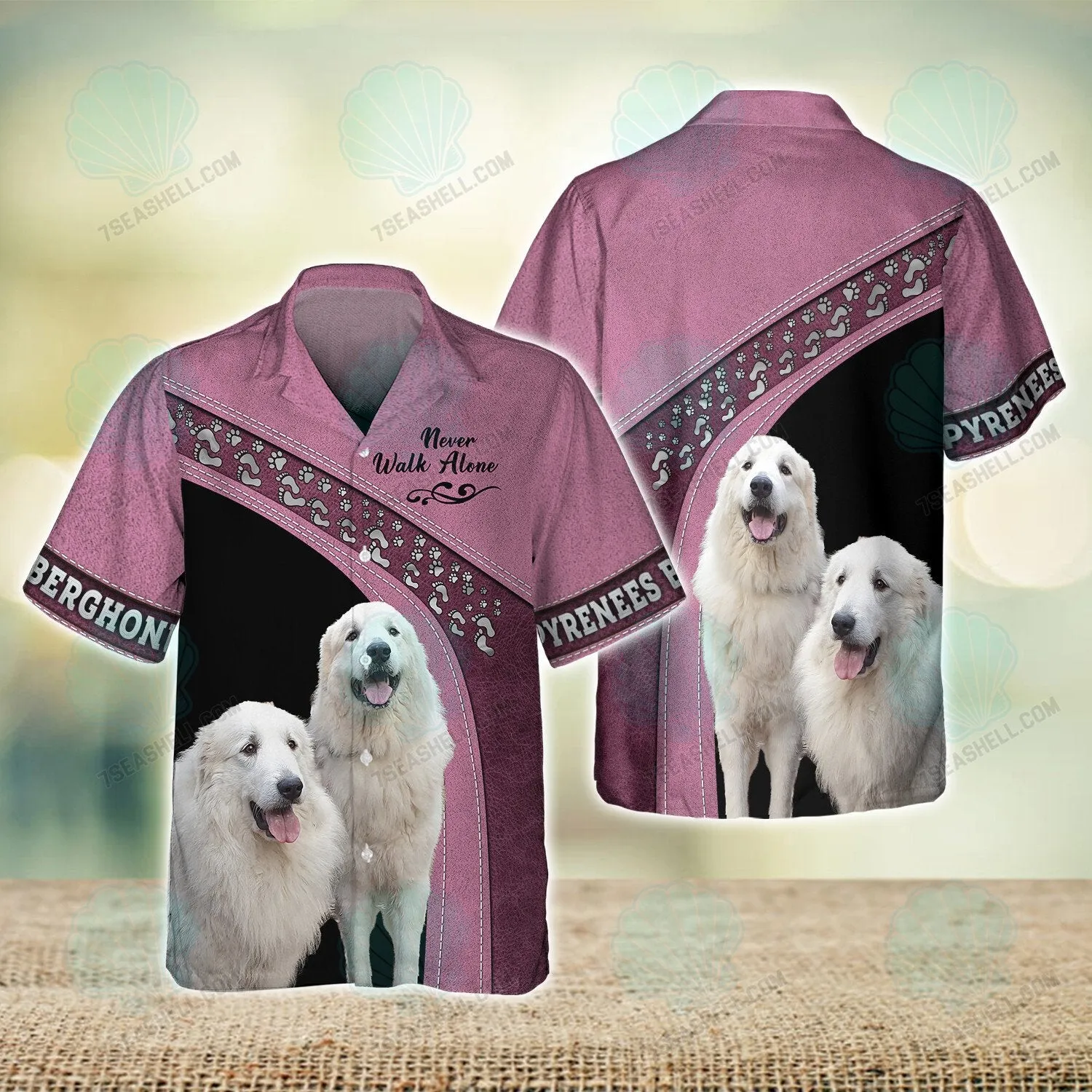 Pyrenees Berghond Love Never Walk Alone 3D Full Print Shirts, Christmas Dog Memorial Gifts for loss of Dog