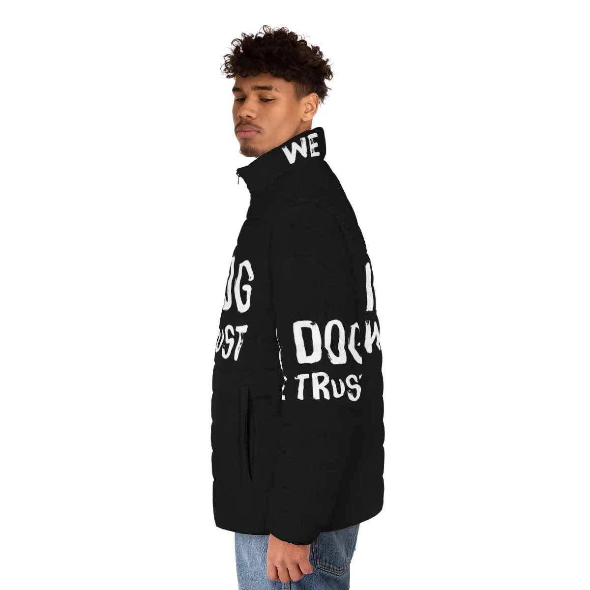 "In Dog We Trust" Puffer Jacket - Cozy Dog-Themed Outerwear