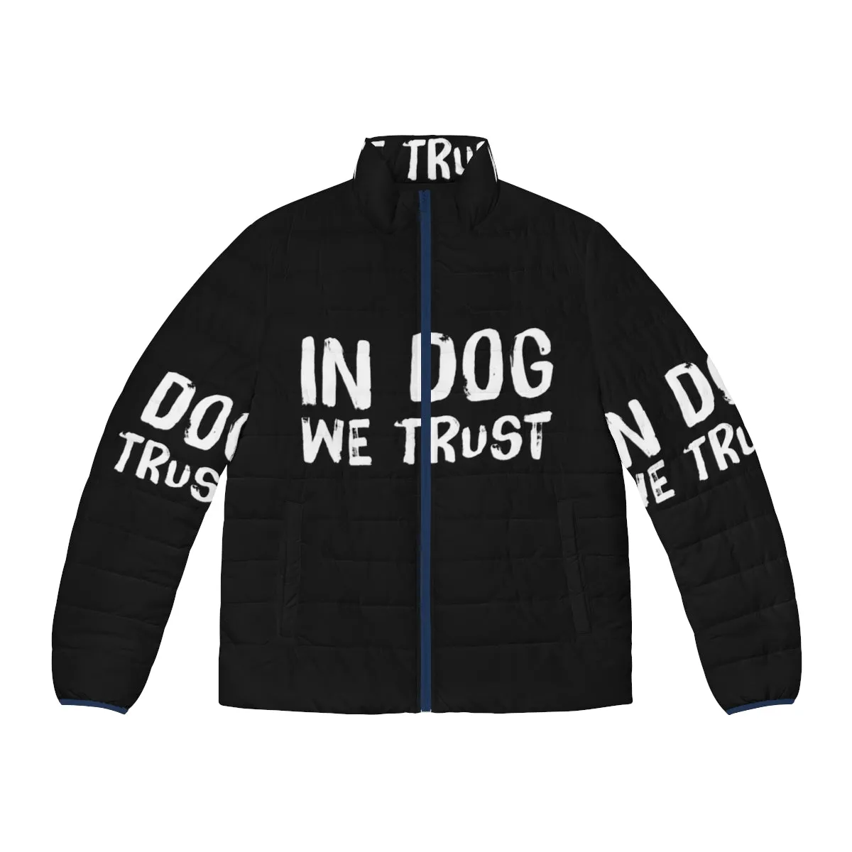 "In Dog We Trust" Puffer Jacket - Cozy Dog-Themed Outerwear