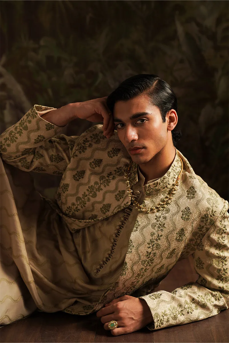 "Wasif" Beige Embroidered Bandhgala Jacket