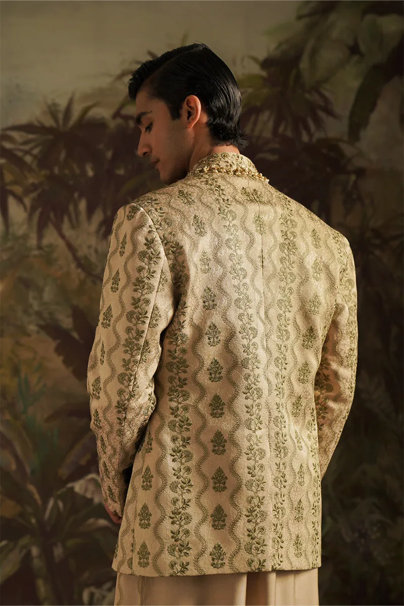 "Wasif" Beige Embroidered Bandhgala Jacket