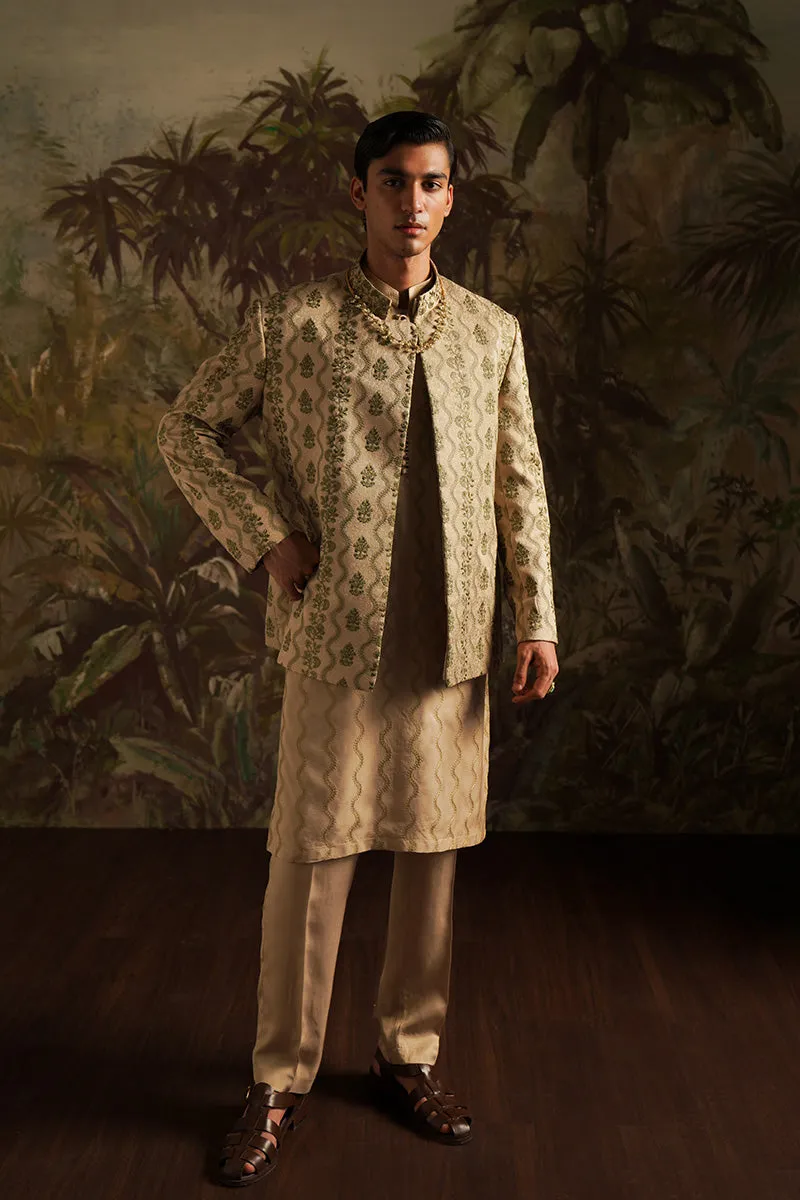 "Wasif" Beige Embroidered Bandhgala Jacket