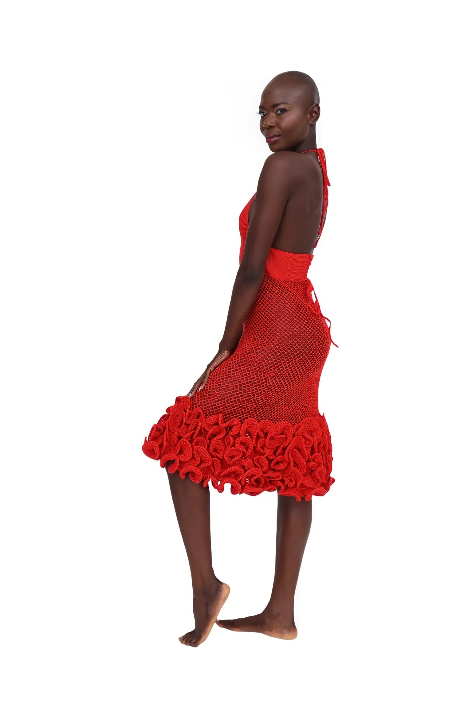 Red Chouchou Ruffle Dress