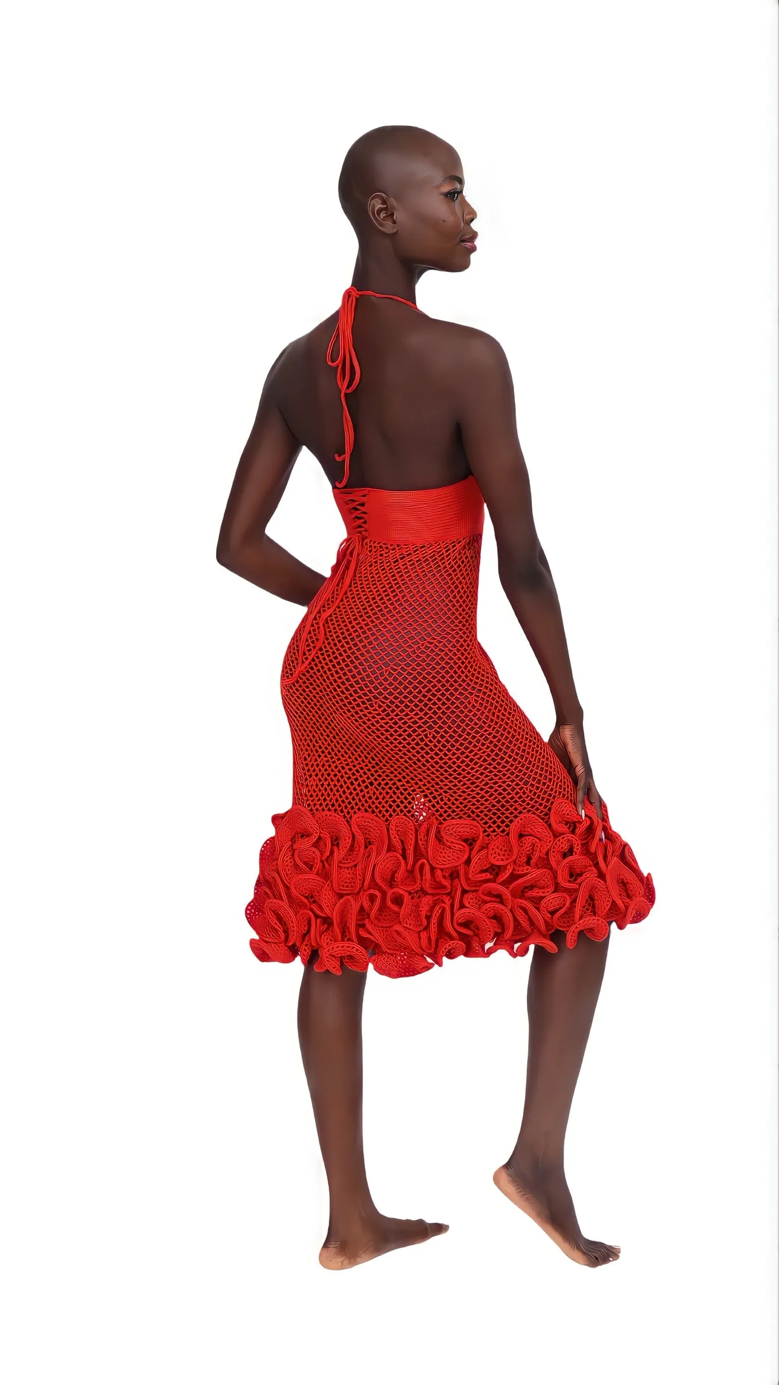 Red Chouchou Ruffle Dress