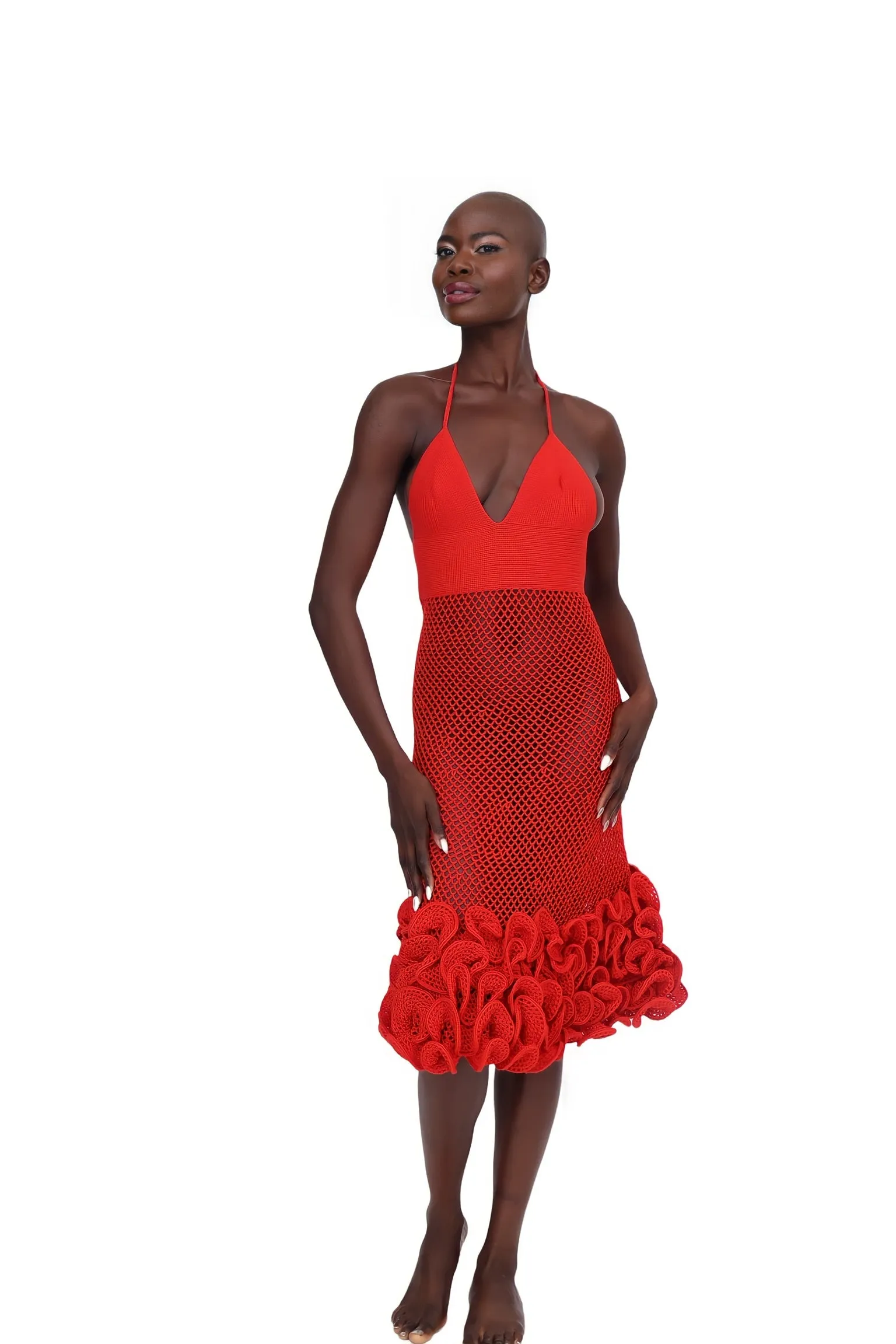 Red Chouchou Ruffle Dress