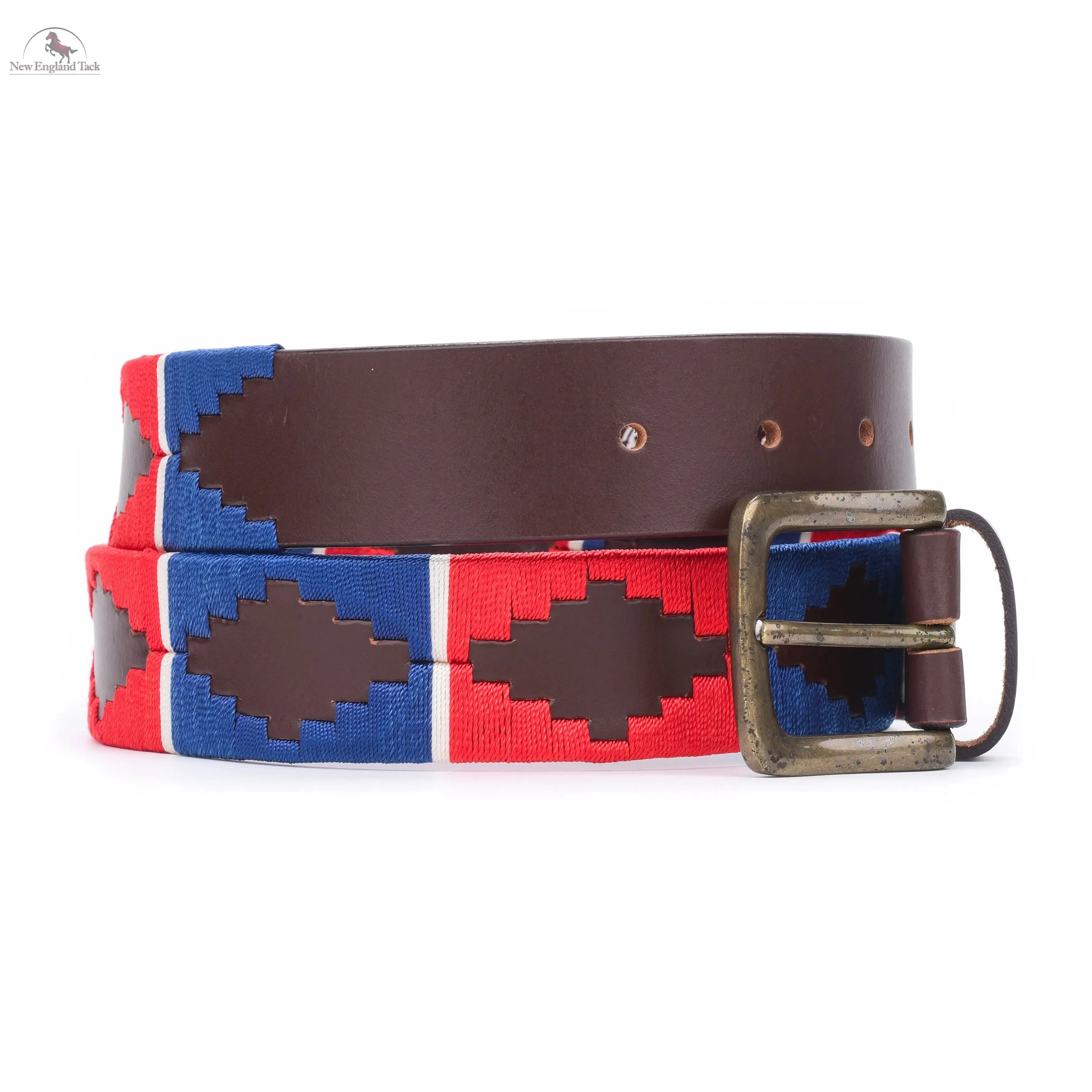 Resistance Polo Belt for Men | Hand Stitched Leather Belt With Colorful Embroidery | Gaucho Style Belt 1.5” Wide