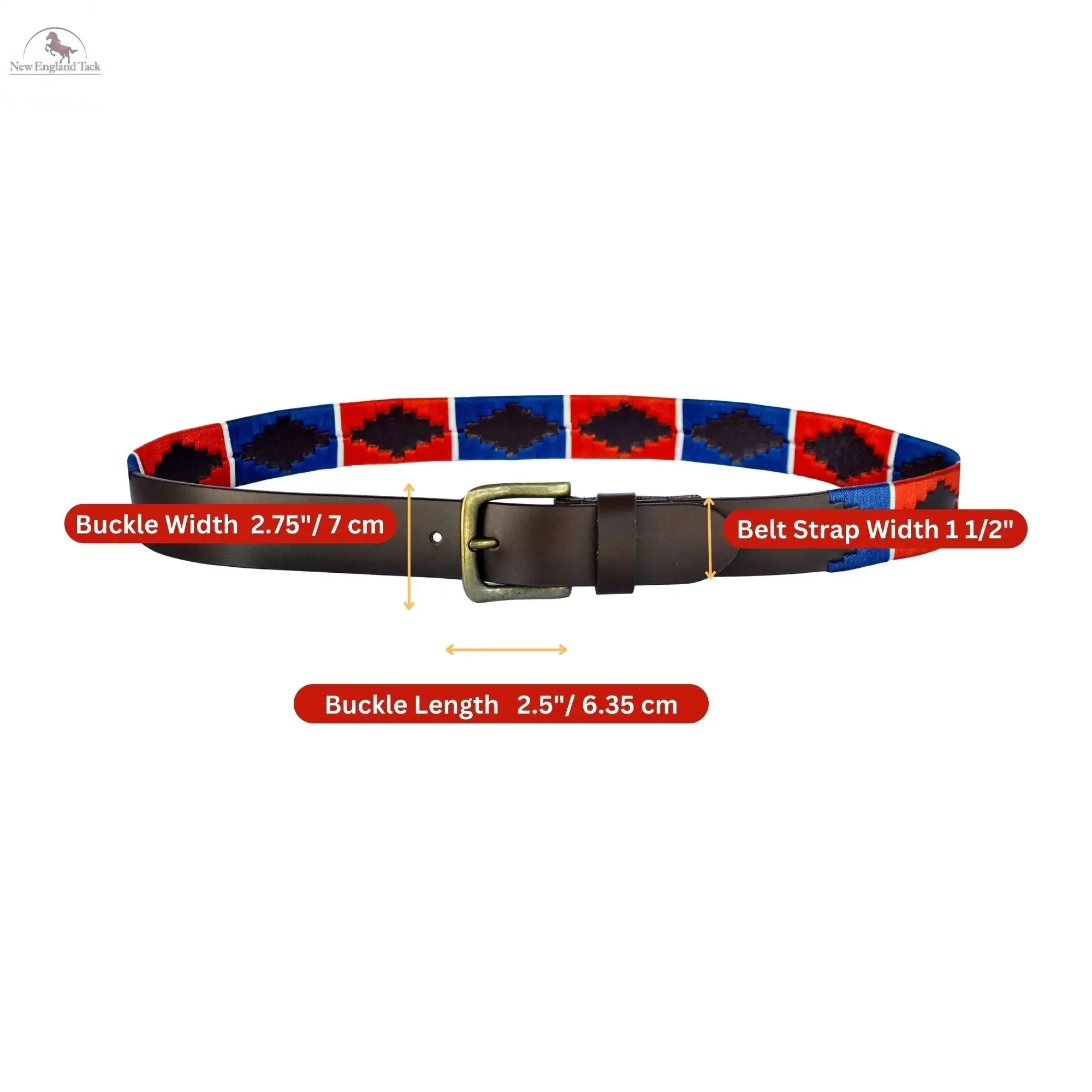 Resistance Polo Belt for Men | Hand Stitched Leather Belt With Colorful Embroidery | Gaucho Style Belt 1.5” Wide