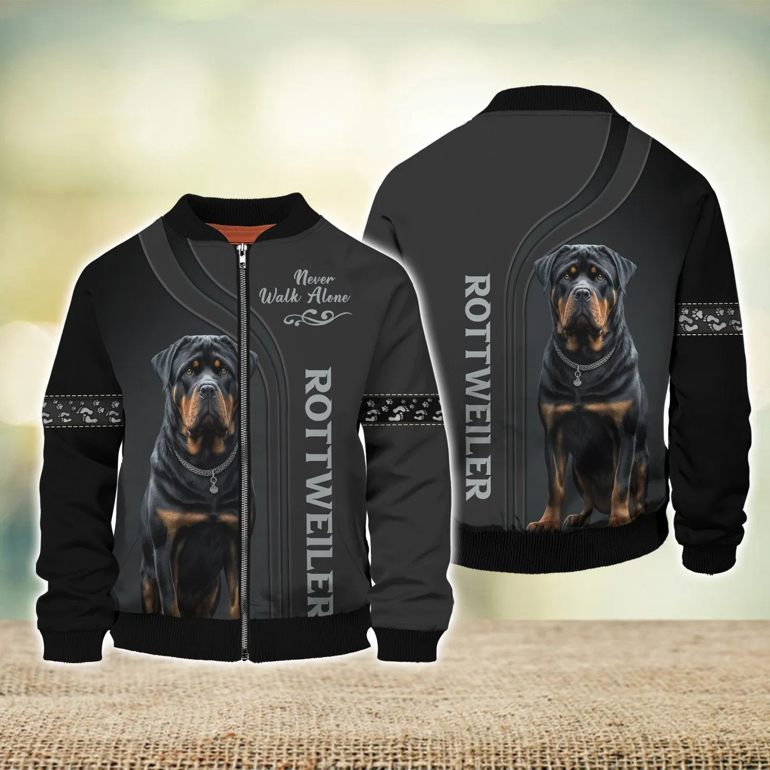 Rottweiler Lover Never Walk Alone 3D Full Print Shirts, Custom Memorial Apparel Shirts, Dog Memorial Gifts for loss of Dog