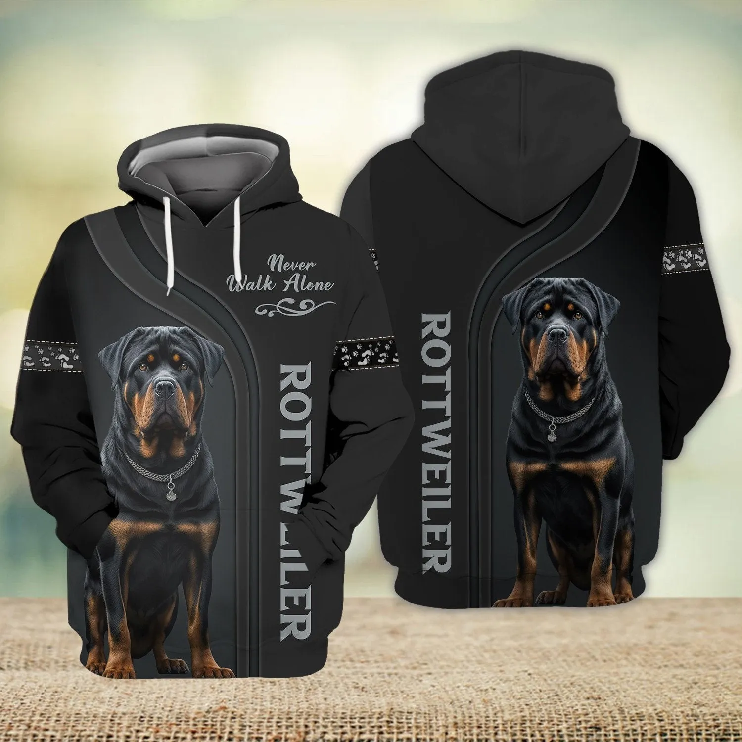 Rottweiler Lover Never Walk Alone 3D Full Print Shirts, Custom Memorial Apparel Shirts, Dog Memorial Gifts for loss of Dog