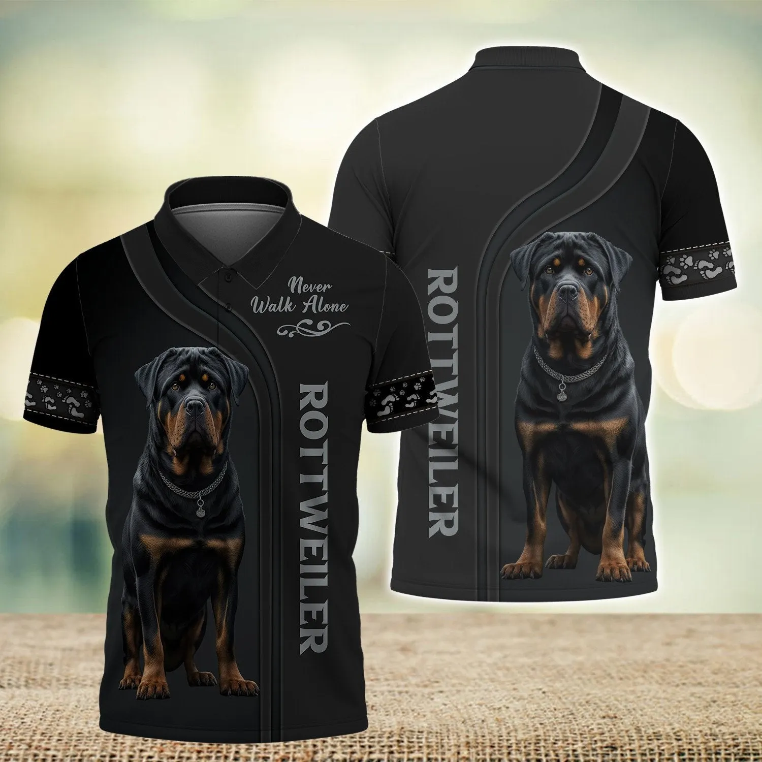 Rottweiler Lover Never Walk Alone 3D Full Print Shirts, Custom Memorial Apparel Shirts, Dog Memorial Gifts for loss of Dog