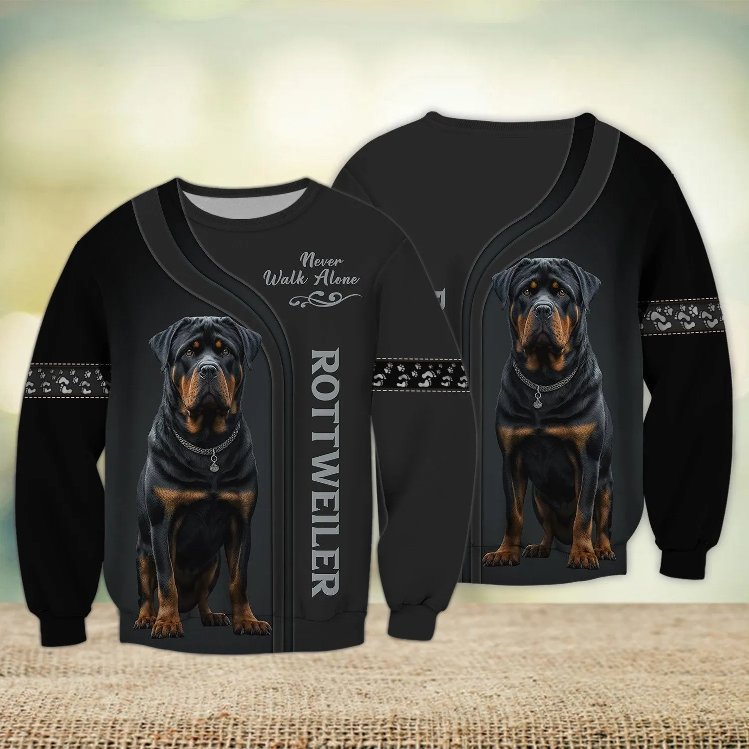 Rottweiler Lover Never Walk Alone 3D Full Print Shirts, Custom Memorial Apparel Shirts, Dog Memorial Gifts for loss of Dog