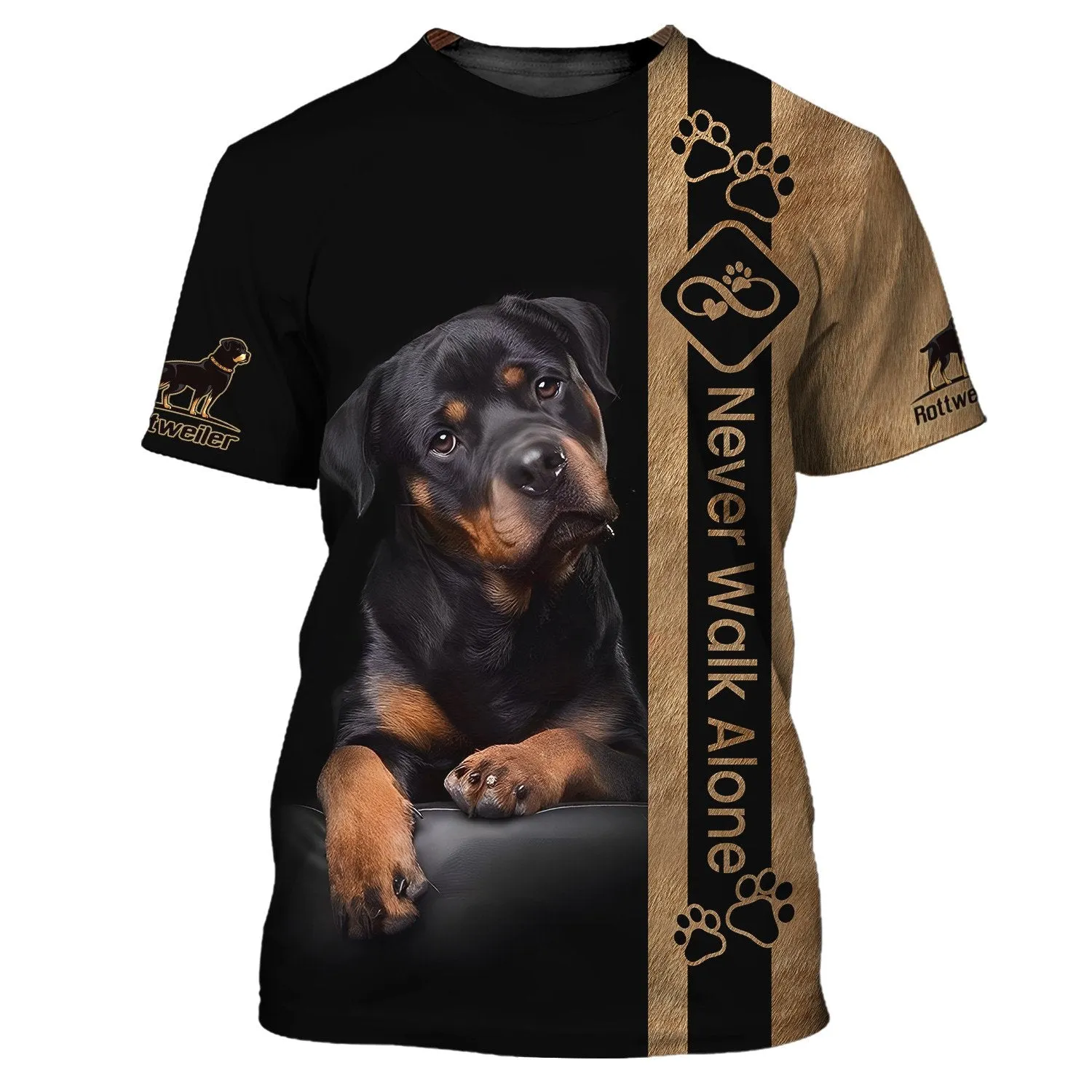 Rottweiler Never Walk Alone 3D All Over Print, Shirt For Dog Lovers, Dog Memorial Gifts for loss of Dog