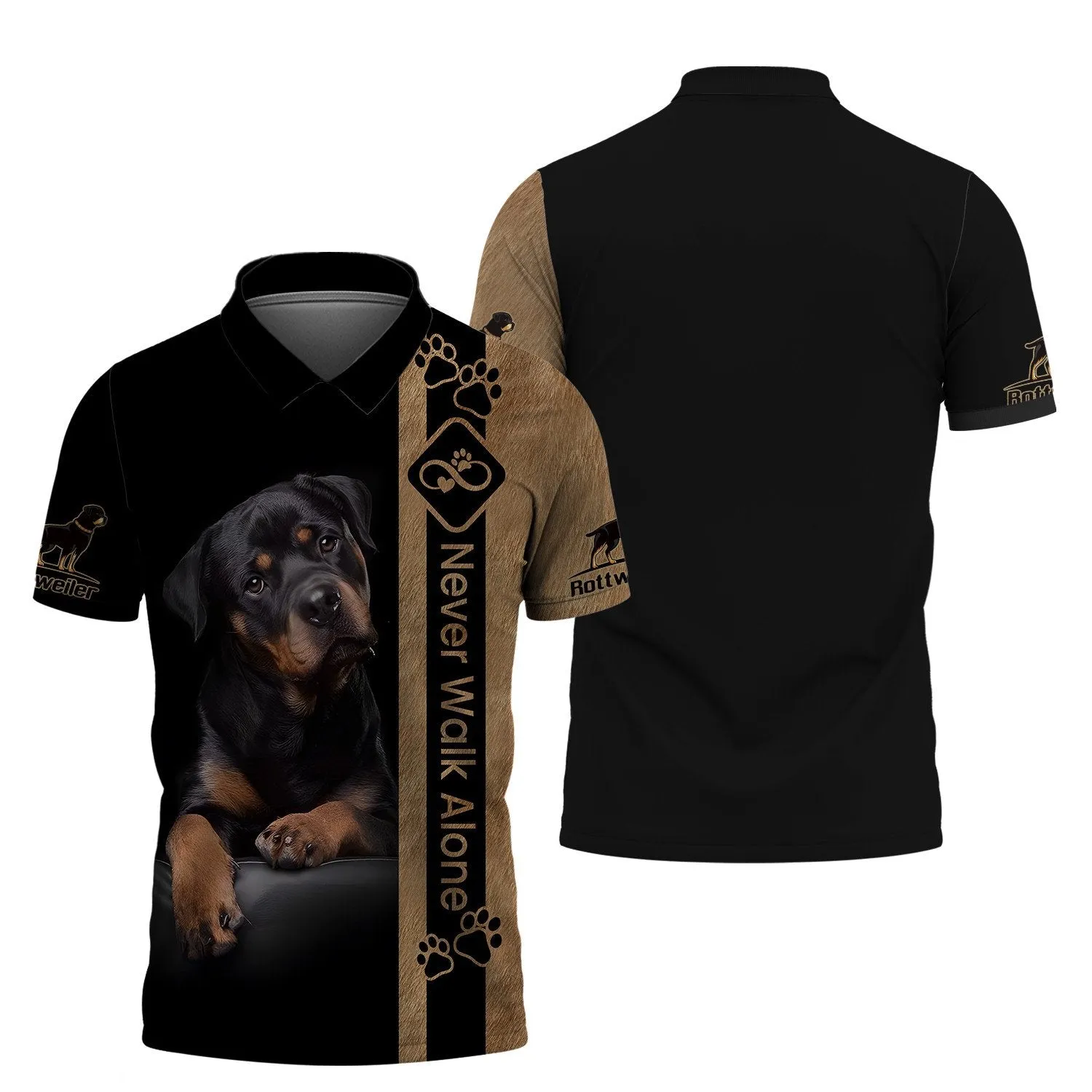 Rottweiler Never Walk Alone 3D All Over Print, Shirt For Dog Lovers, Dog Memorial Gifts for loss of Dog