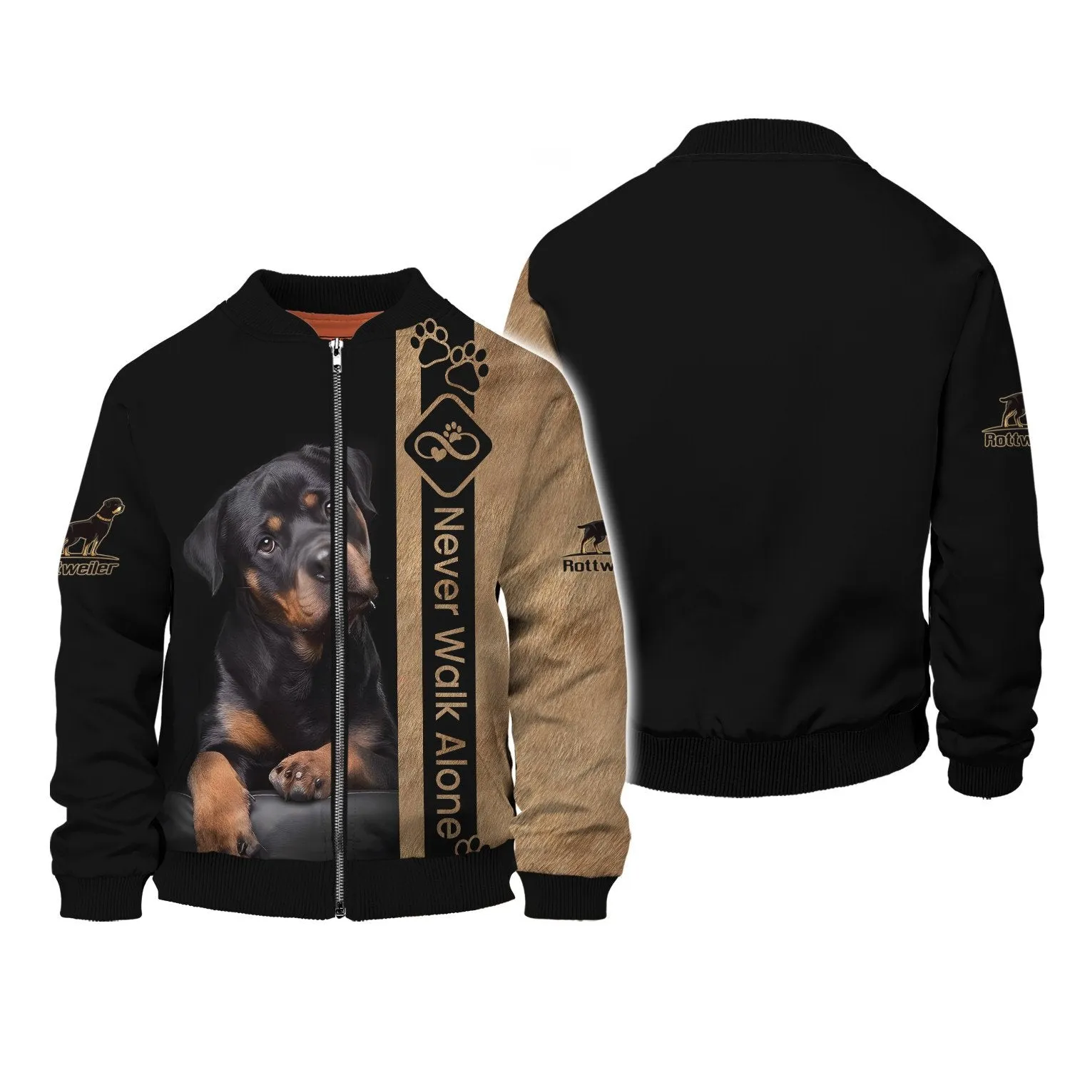 Rottweiler Never Walk Alone 3D All Over Print, Shirt For Dog Lovers, Dog Memorial Gifts for loss of Dog