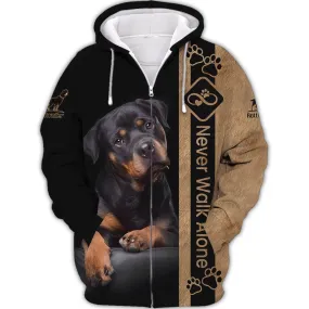 Rottweiler Never Walk Alone 3D All Over Print, Shirt For Dog Lovers, Dog Memorial Gifts for loss of Dog