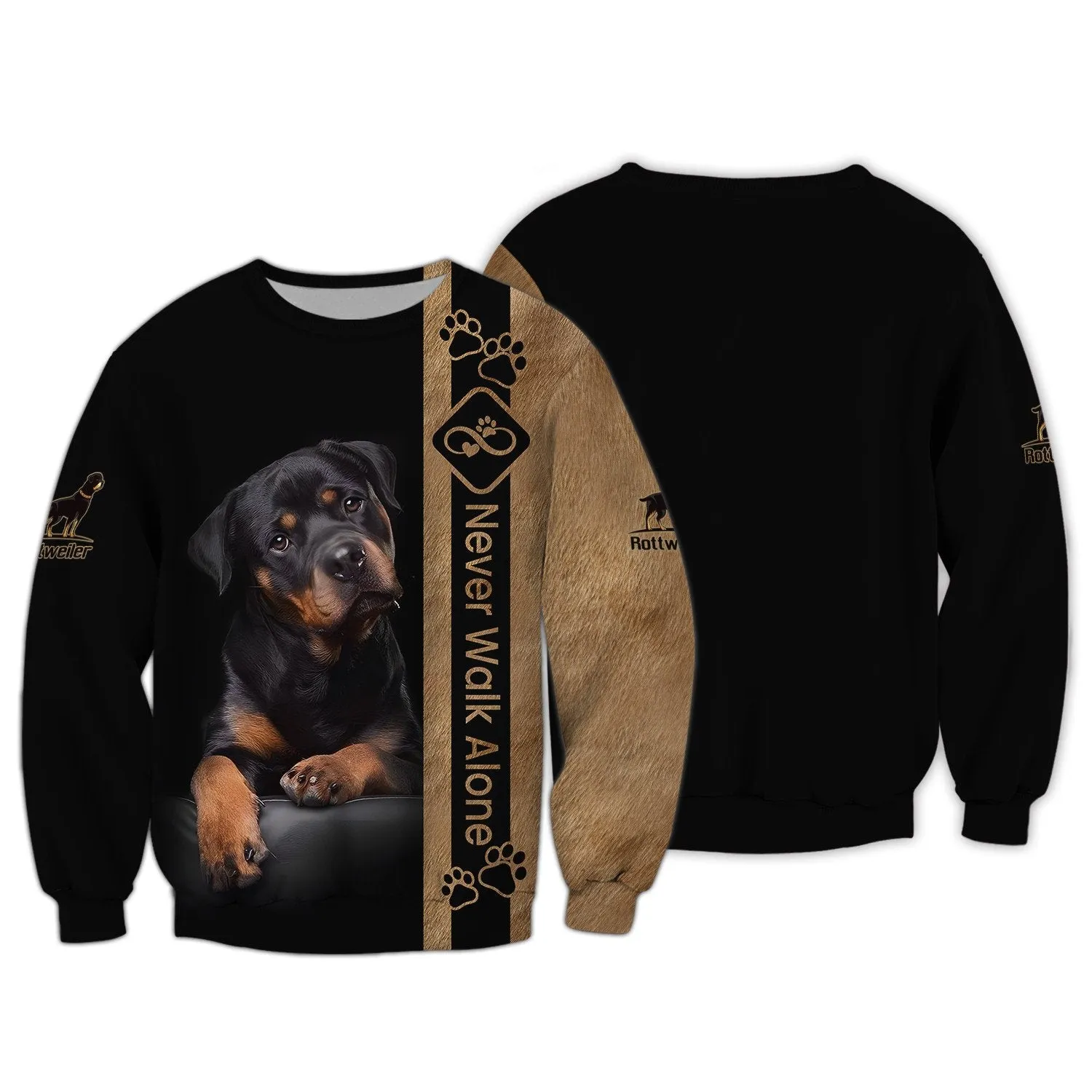 Rottweiler Never Walk Alone 3D All Over Print, Shirt For Dog Lovers, Dog Memorial Gifts for loss of Dog