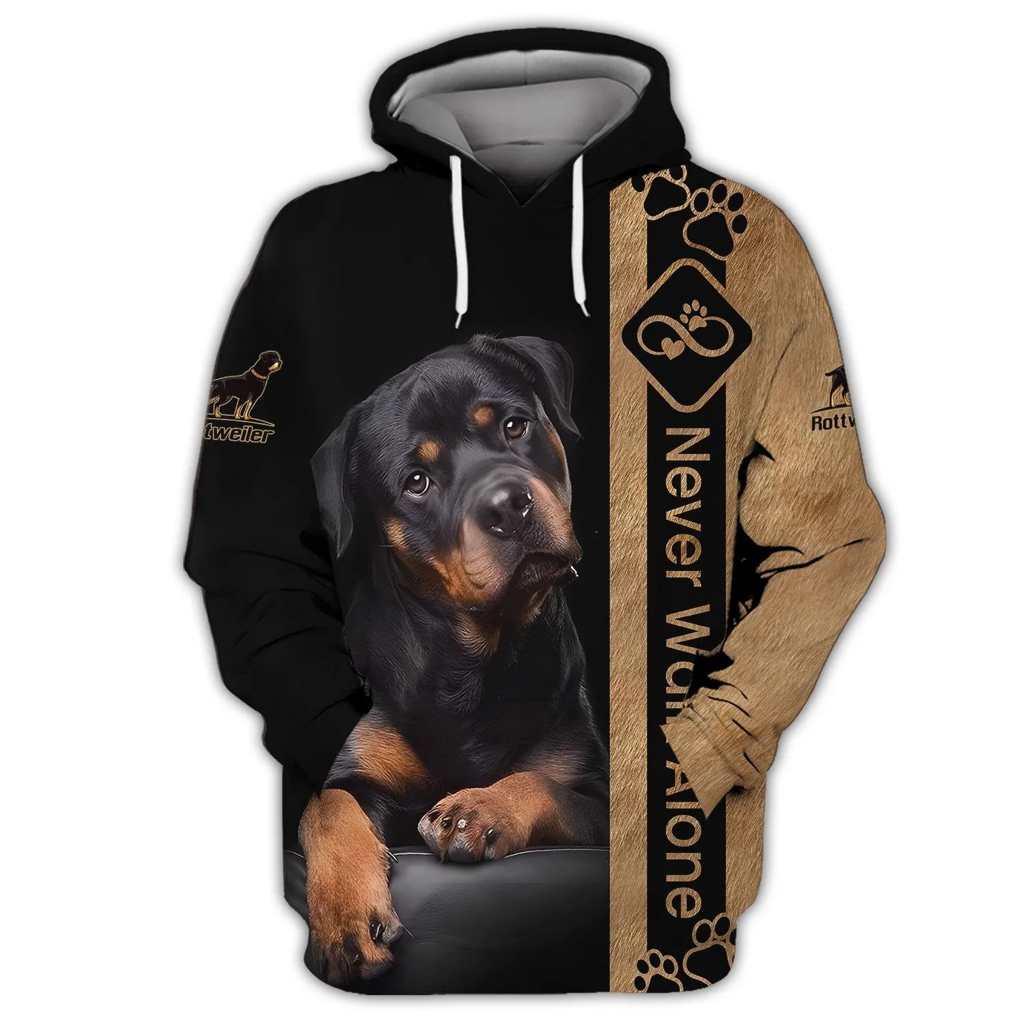 Rottweiler Never Walk Alone 3D All Over Print, Shirt For Dog Lovers, Dog Memorial Gifts for loss of Dog