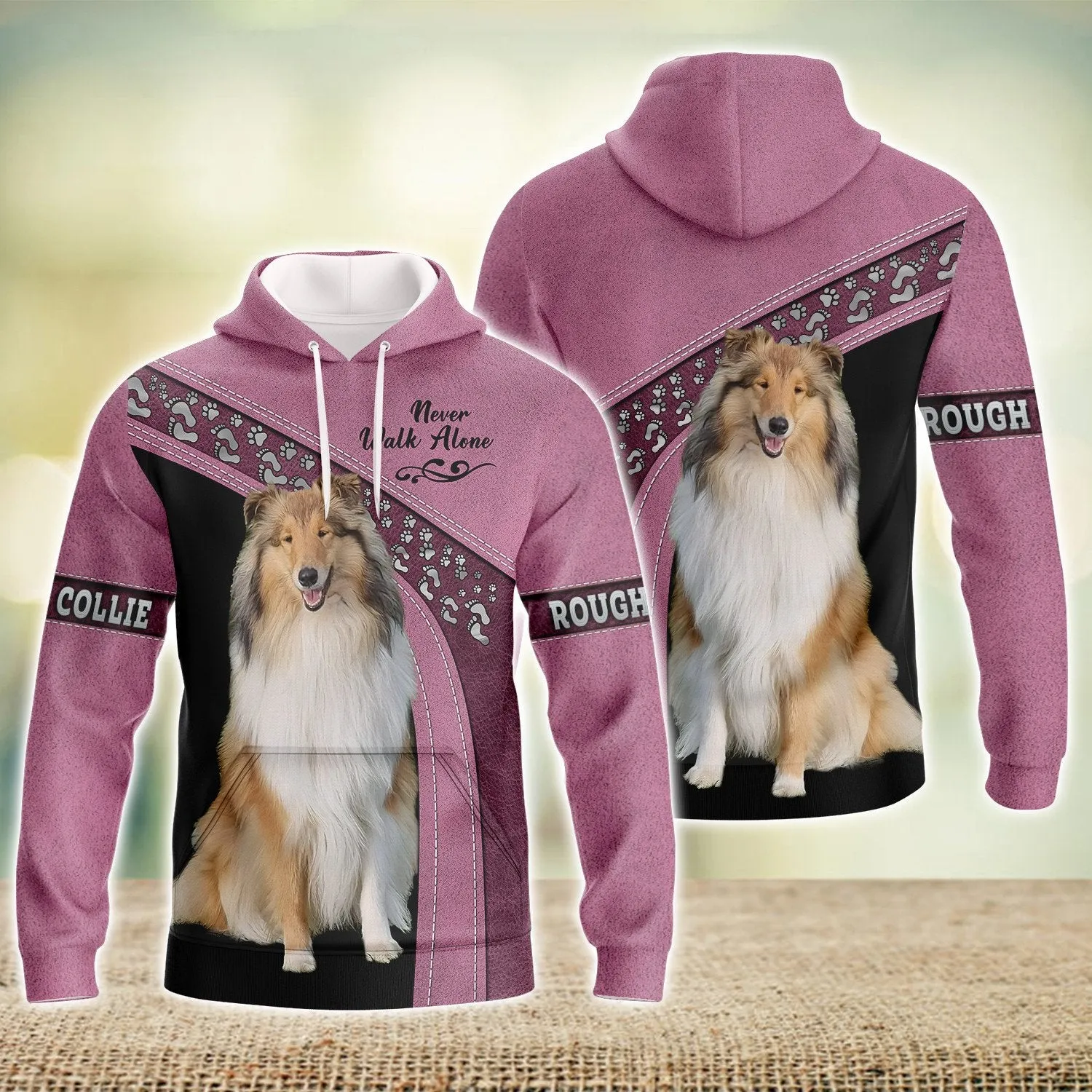 Rough Collie Love Never Walk Alone 3D Full Print Shirts, Shirt For Dog Lovers, Dog Memorial Gifts for loss of Dog