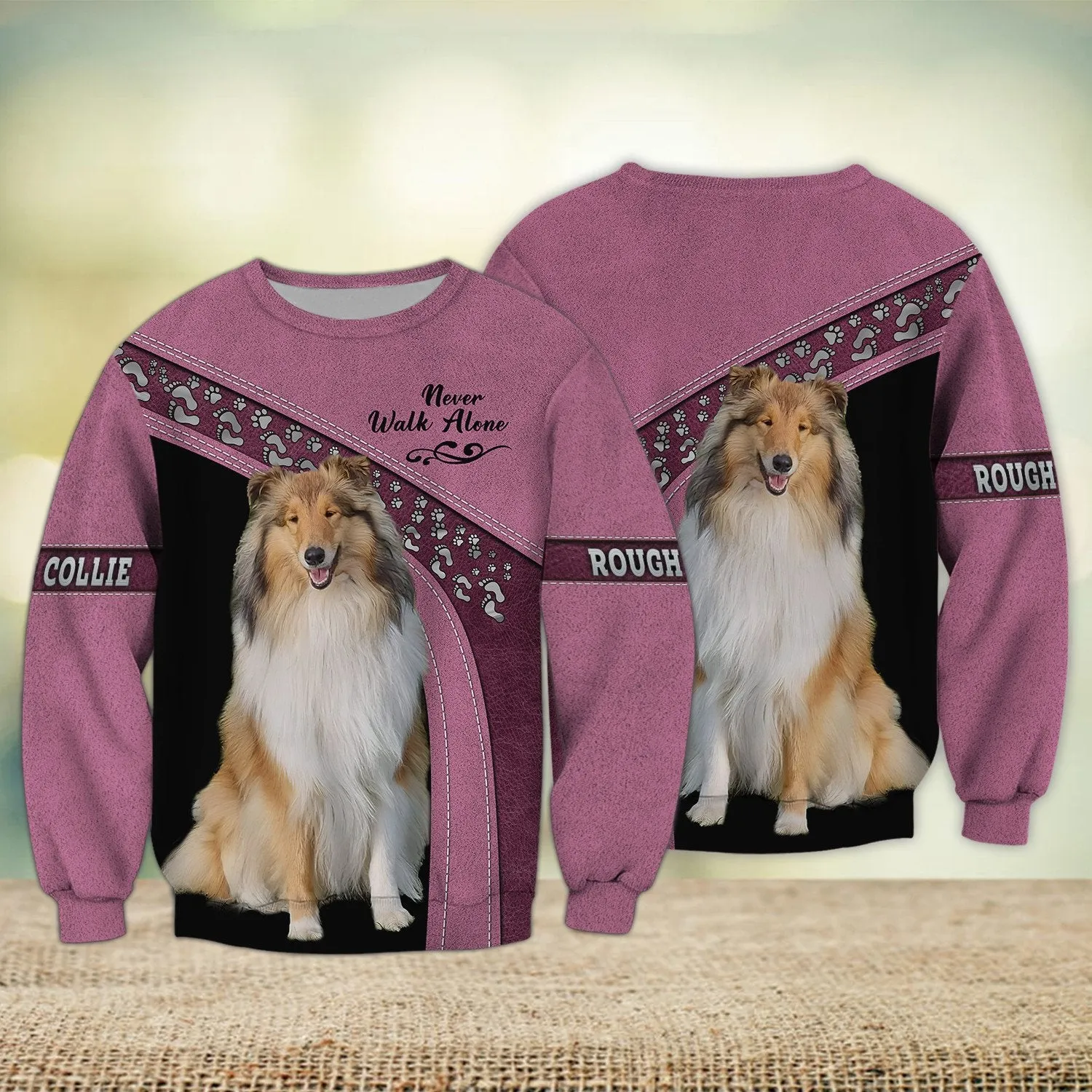 Rough Collie Love Never Walk Alone 3D Full Print Shirts, Shirt For Dog Lovers, Dog Memorial Gifts for loss of Dog