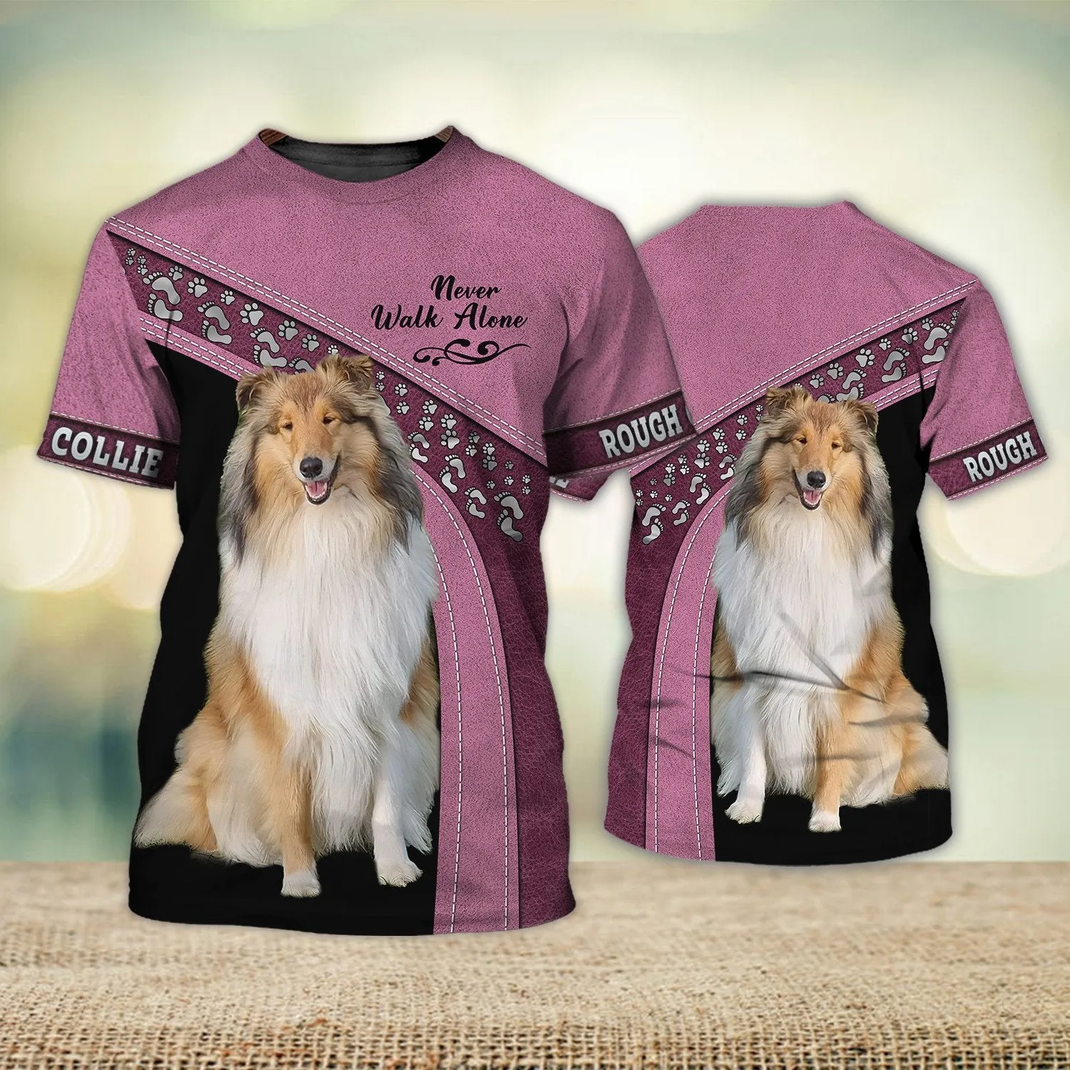 Rough Collie Love Never Walk Alone 3D Full Print Shirts, Shirt For Dog Lovers, Dog Memorial Gifts for loss of Dog