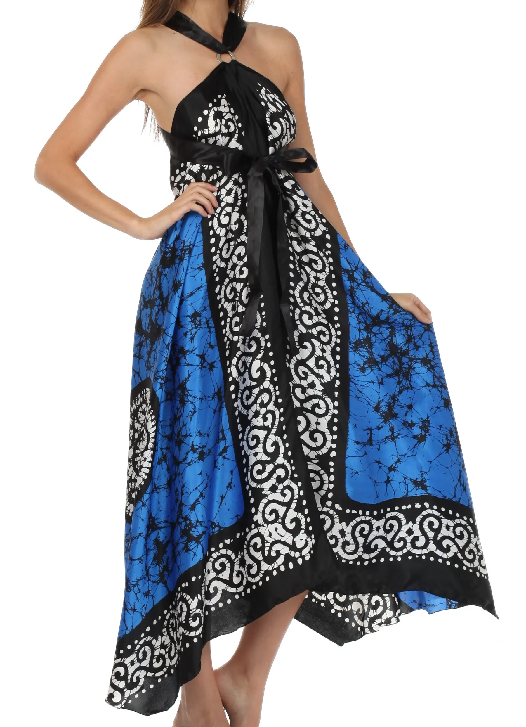 Sakkas Silky Wrap Halter Handkerchief Hem Maxi Dress