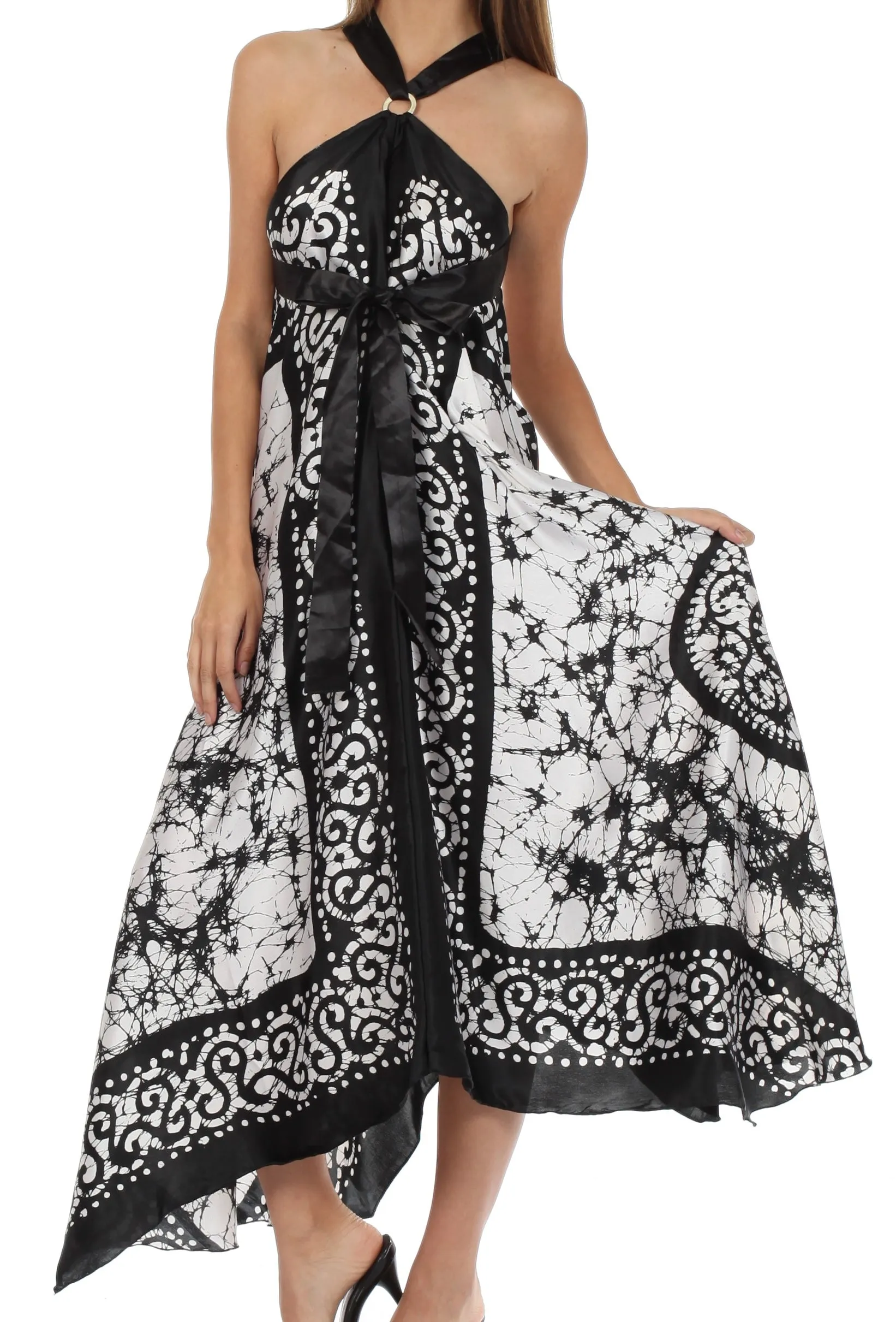 Sakkas Silky Wrap Halter Handkerchief Hem Maxi Dress