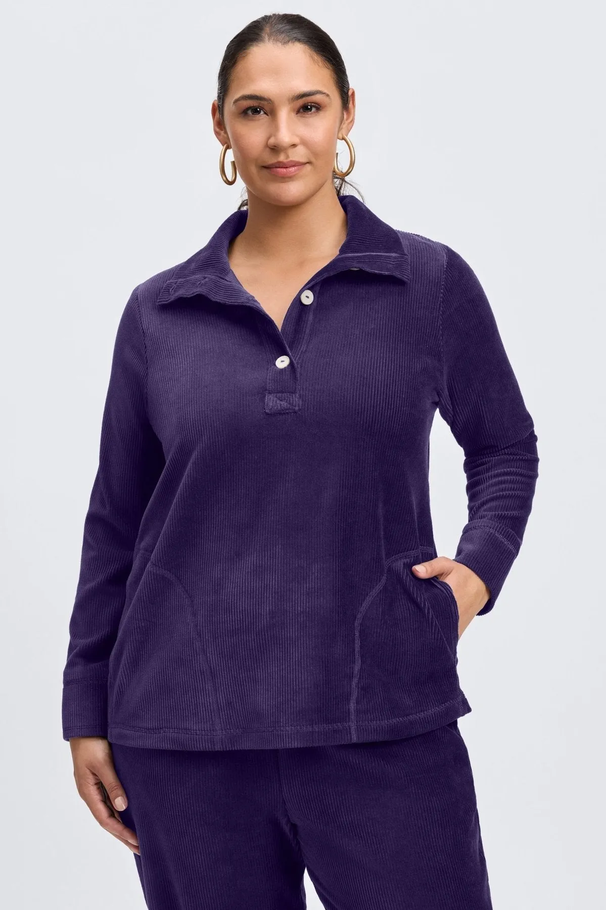 Sammy Plus Long Sleeve Plush Cord Popover