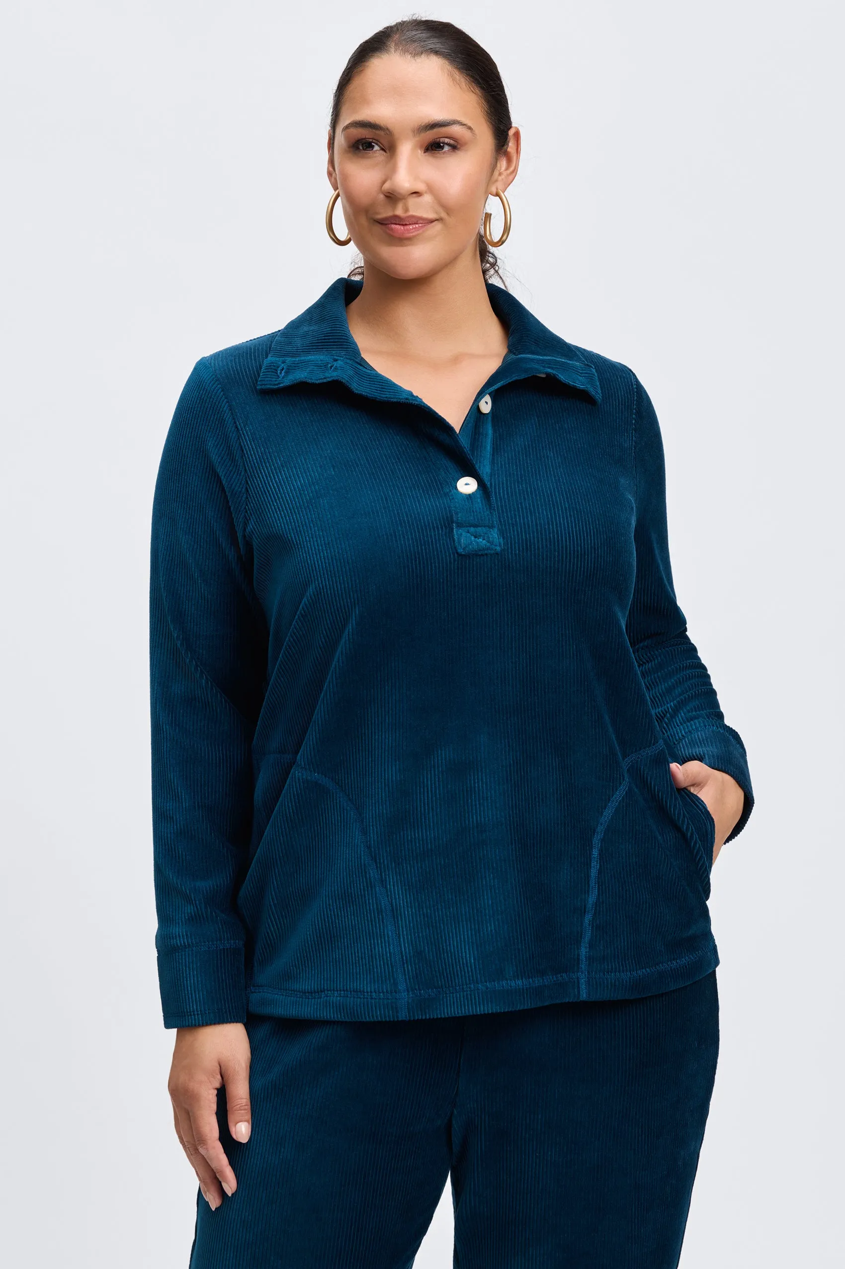 Sammy Plus Long Sleeve Plush Cord Popover