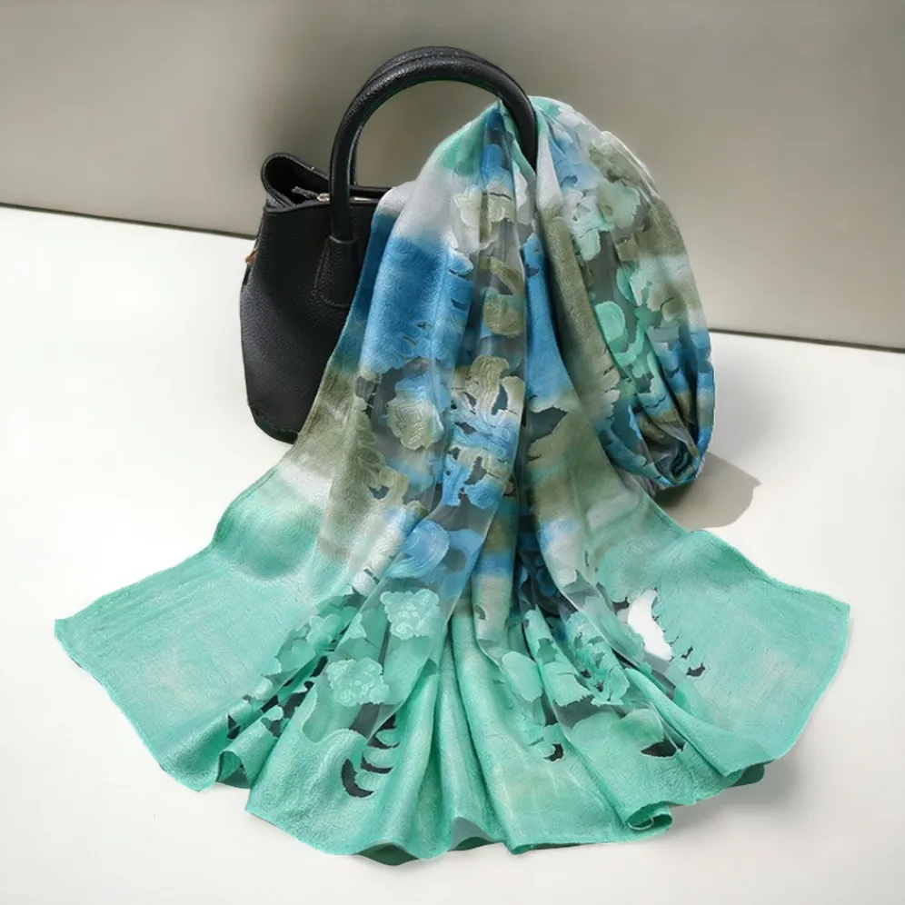 Scarf For Women Silky Touch Floral Gradient