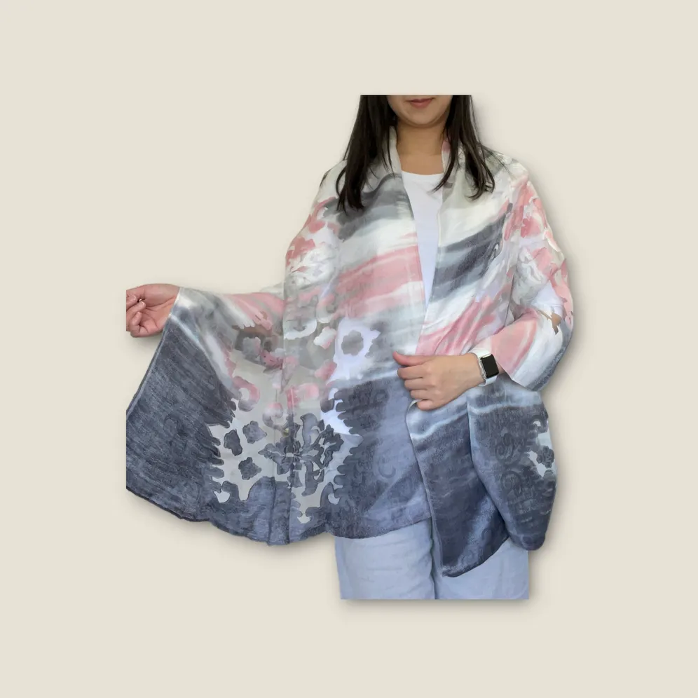 Scarf For Women Silky Touch Floral Gradient