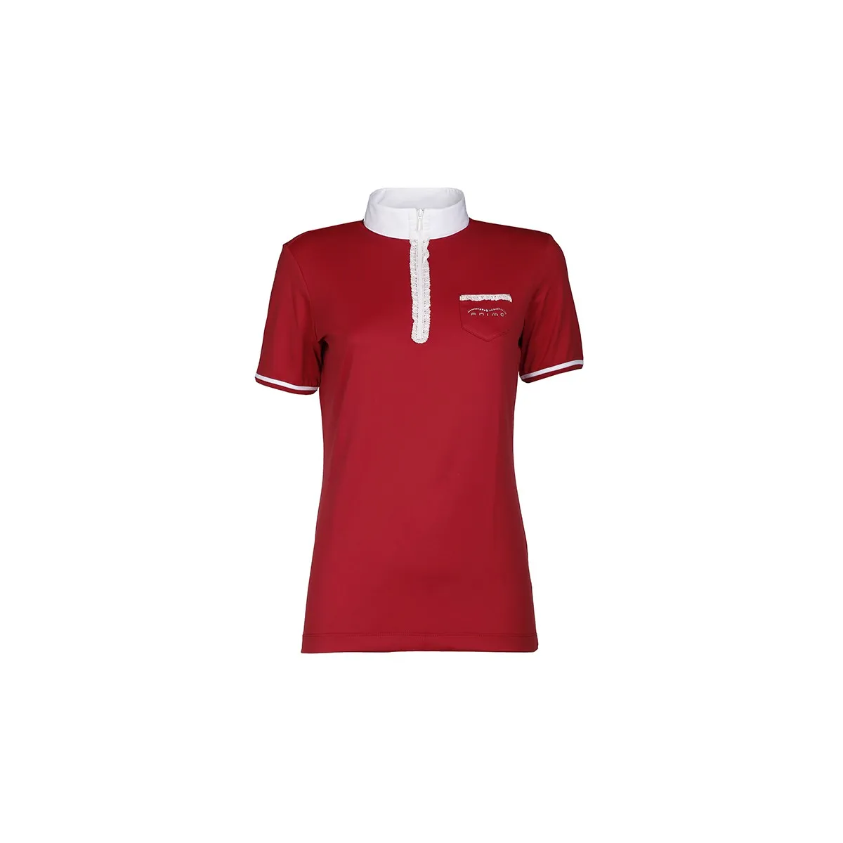 SHORT SLEEVED JERSEY COMPETITION POLO ANIMO WITH ZIP CLOSURE Women Red