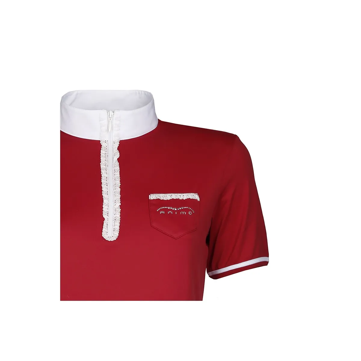 SHORT SLEEVED JERSEY COMPETITION POLO ANIMO WITH ZIP CLOSURE Women Red